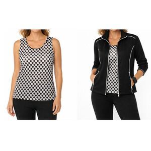 Zenergy by Chicos SIZE 3 or XL Scoop Neck Black‑Dot Scattered Sequin Tank